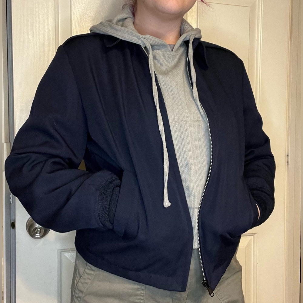 Wings Vintage Military Navy Jacket Bomber Casual Women’s L 14 Navy Blue / Army